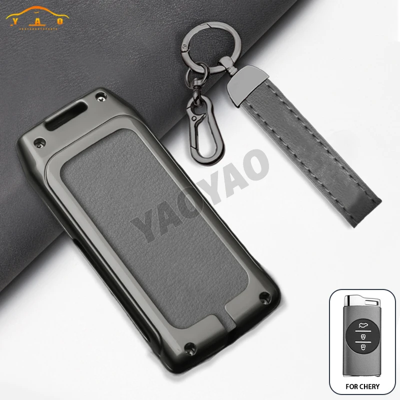 

Leather Zinc Alloy Car Key Case Cover For Chery Tiggo 4 5X 7 Pro 8 Exeed Txl Tx Lx Keyless Protect Cover Accessories