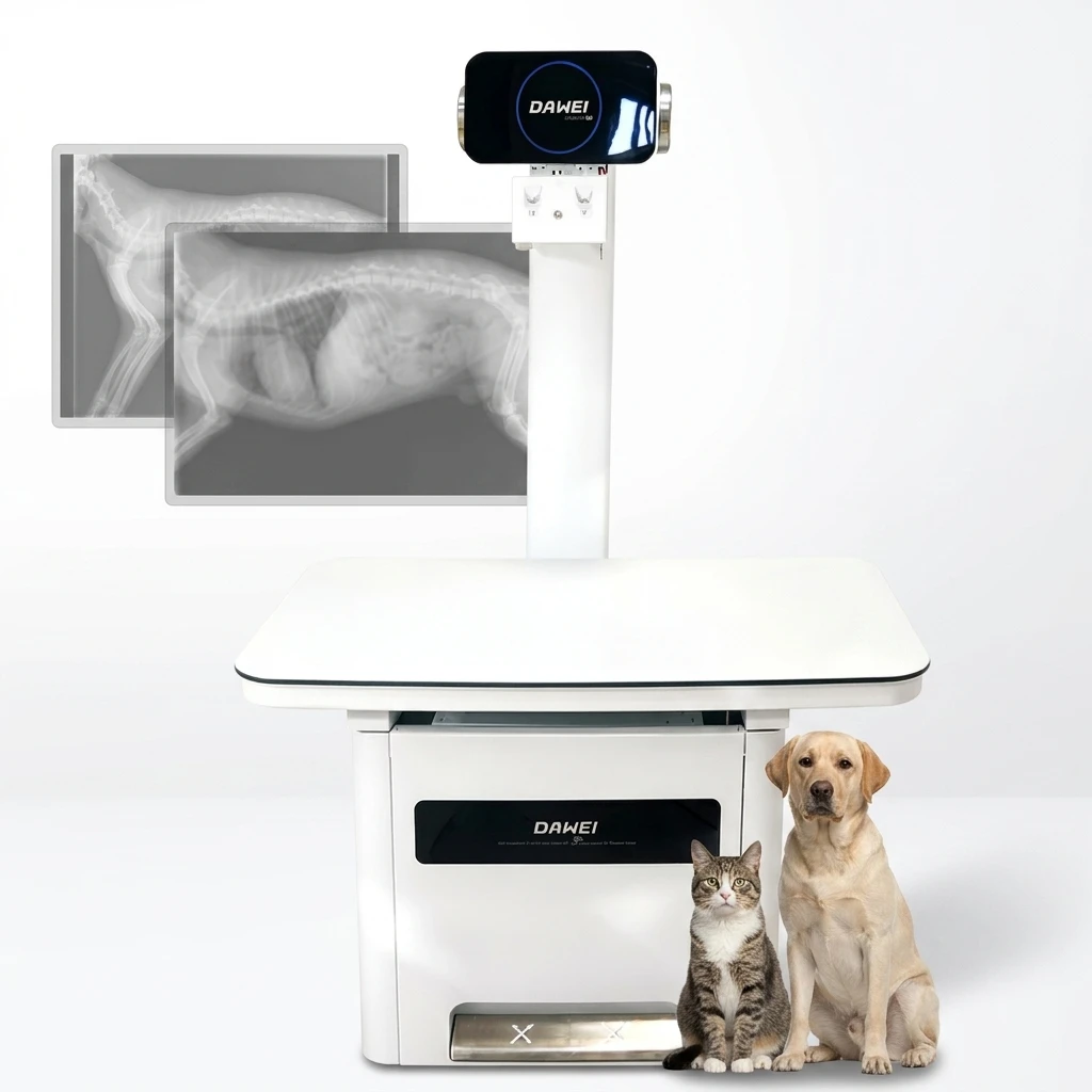 DAWEI High Throughput Veterinary DR Radiography 2000 APR Programs 32kW Generator GigE Wired Panel Veterinary DR X Ray