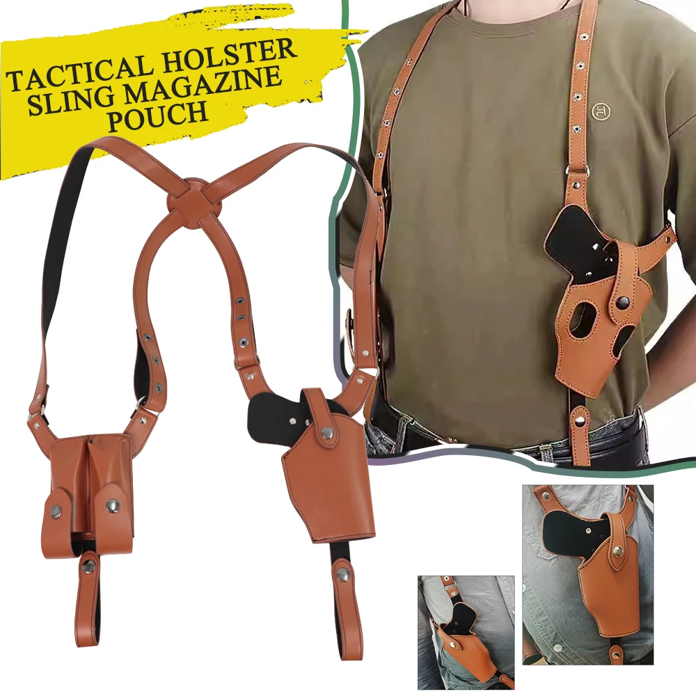 

Tactical Sling Holster Adjustable Shoulder Underarm Concealed Holsters Double Magazine Hidden Gun Pouches Shooting Accessories