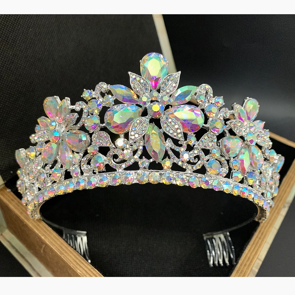 Baroque Crystal Water Drop Crowns And Tiaras Vintage Rhinestone Tiara Crown  Women Bride Wedding Hair Accessories Jewelry Gift