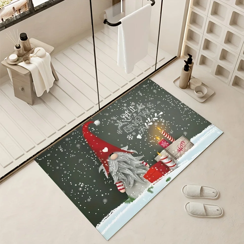 Winter Snow Gnomes Snowflake Welcome Doormats Room Decor Kuchnia Przedpokój Balkon Dywaniki Łazienka Mata antypoślizgowa Świąteczna dekoracja