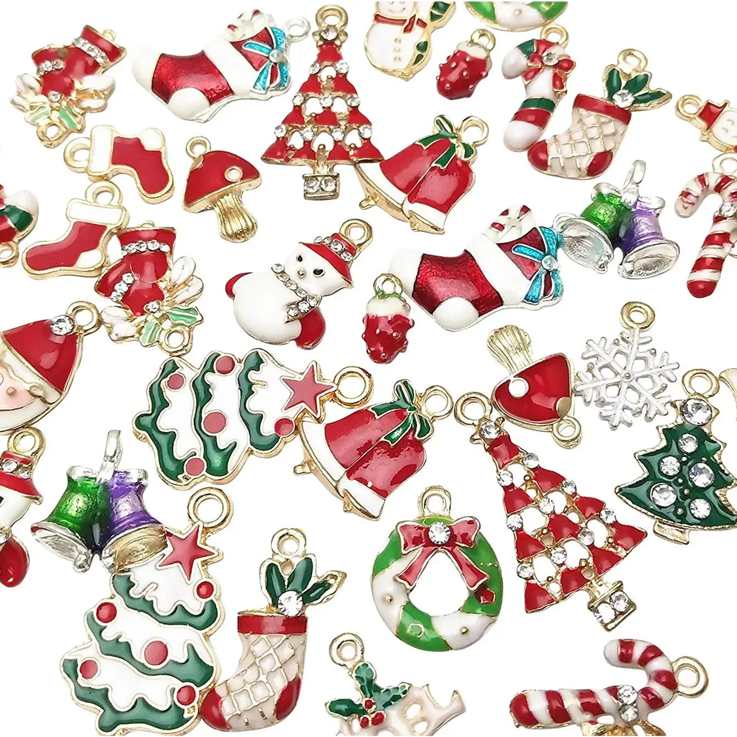 Enamel Christmas Tree Santa Claus Charms for DIY Making Pendants Necklaces Earrings Bracelets Handmade Jewelry Finding