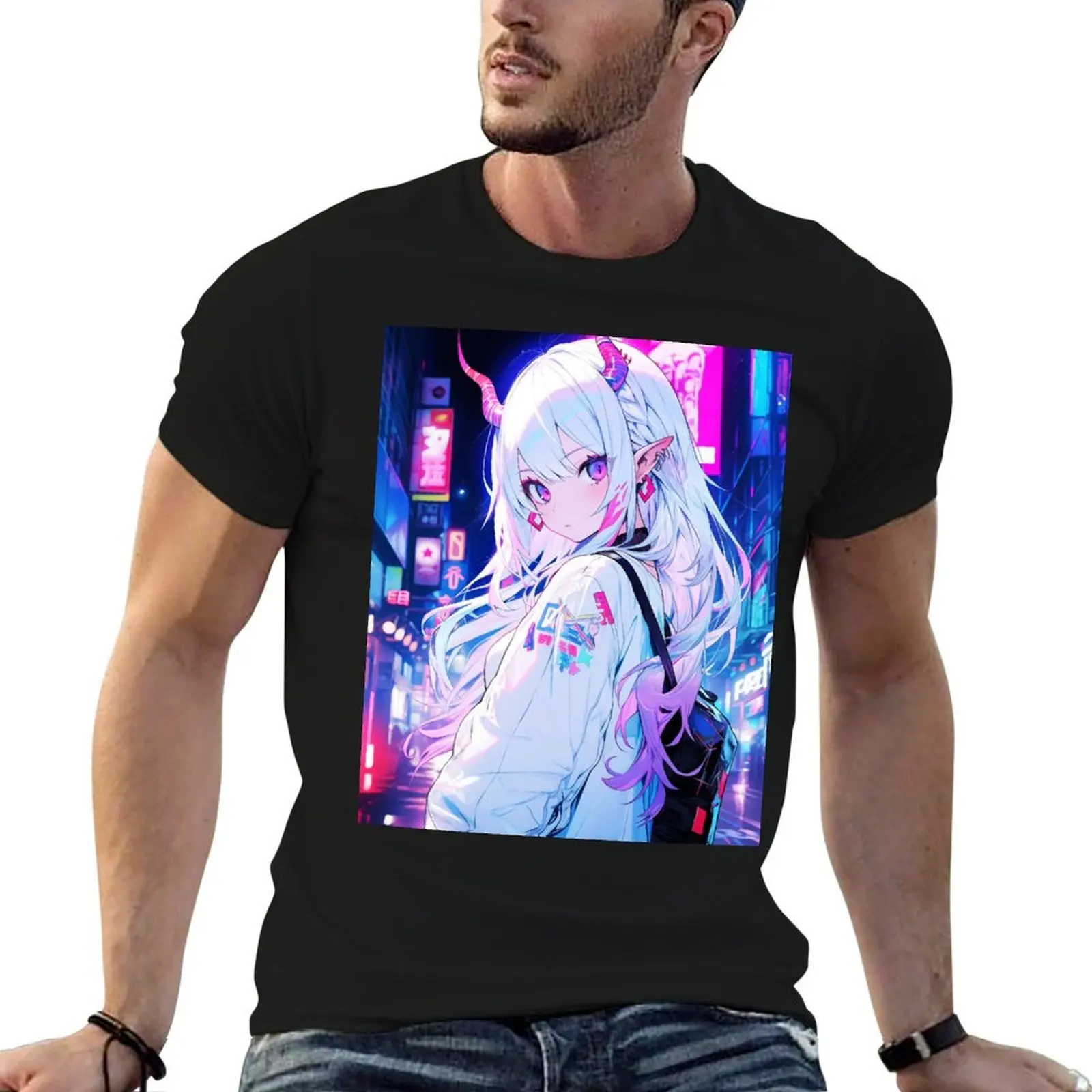 

Cute anime demon girl T-Shirt man t shirt summer t shirt personalised T-Shirt