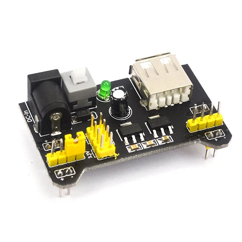 Breadboard Power Module, Compatible with 5V 3.3V, MB-102, Dual 5V/3.3V Black Version
