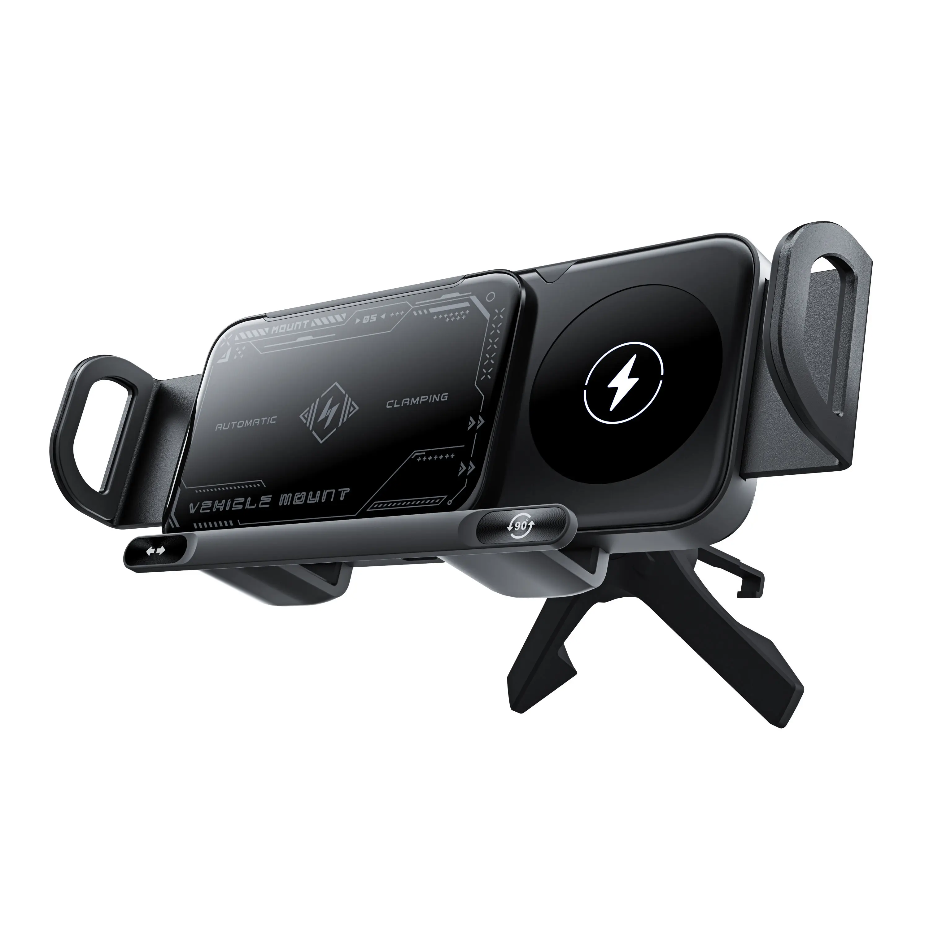Foldable Phone Holder Car Wireless Charging Phone Mount Universal Phone Holder Intelligent Induction Electric Rotation Charger - Image 5