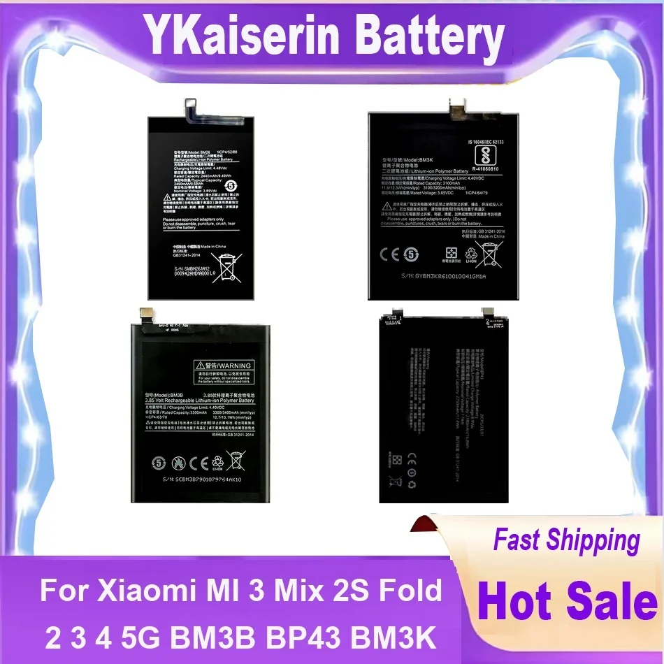 BM3B BP43 BM3K Mobile Phone Battery For Xiaomi MI 3 Mix 2S Fold 2 4 5G High Capacity Bateria Warranty + NO