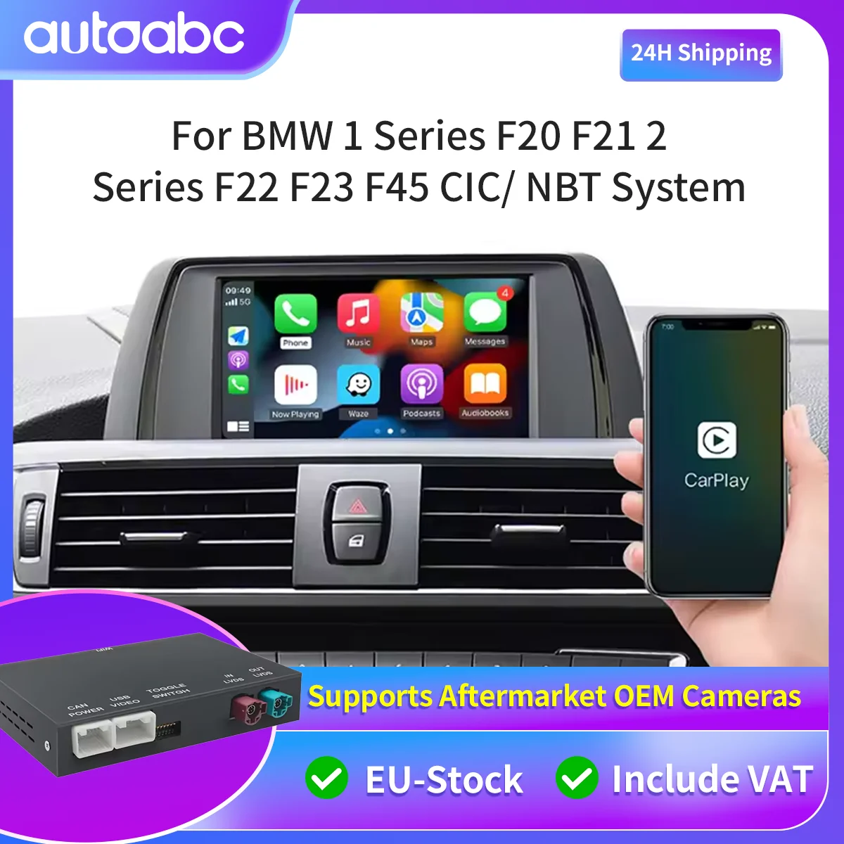 Box di decodifica Wireless Carplay Android Auto per sistema BMW NBT CIC Serie 1 2 3 4 5 X1 X3 X4 X5 F20 F21 F30 F31 F34 F10 F48 GPS BT