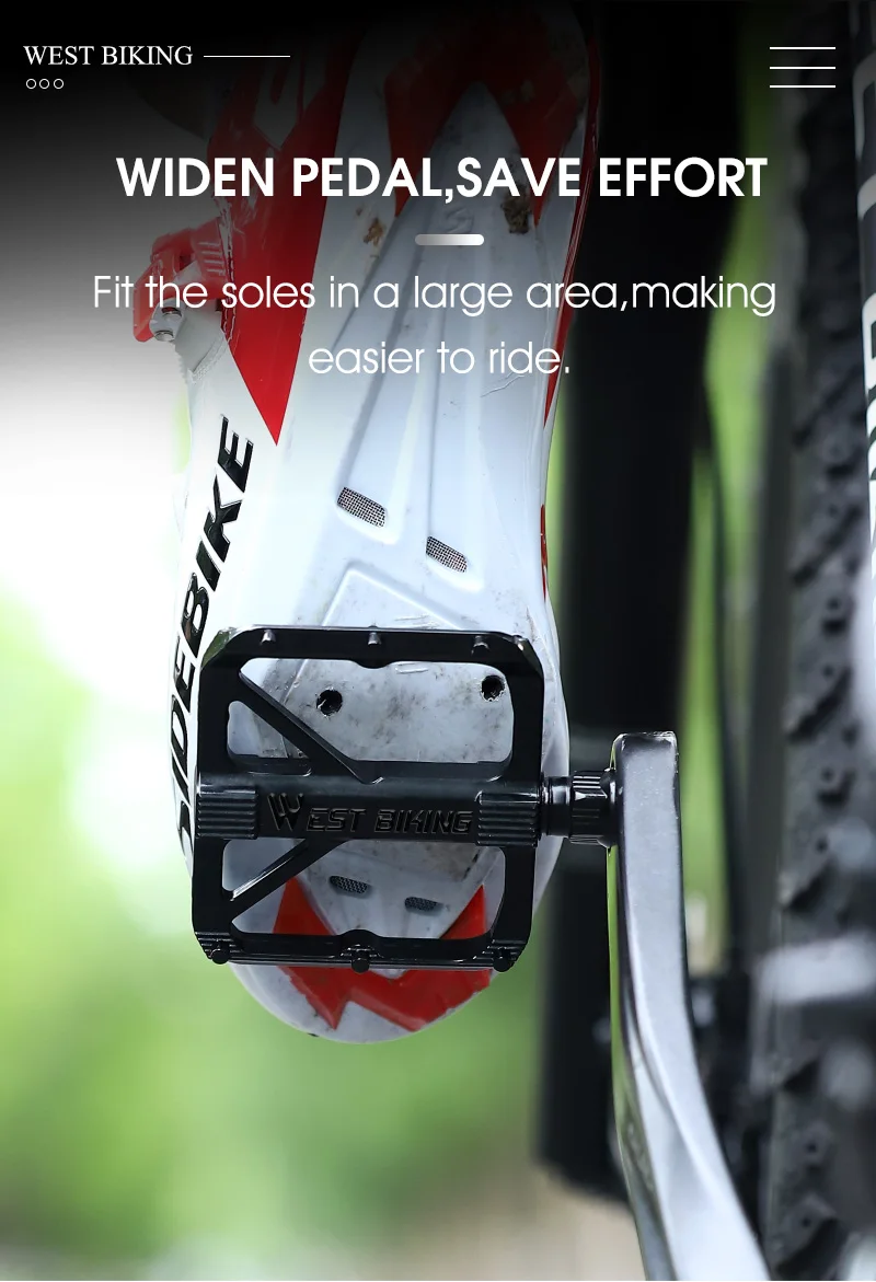 WEST BIKING Aluminium-Fahrradpedale Ultraleicht mit DU-Lager Mini Flache Plattform für Rennrad, Faltrad und Citybike Fahrradteile Schwarz Rutschfest – Detail 4