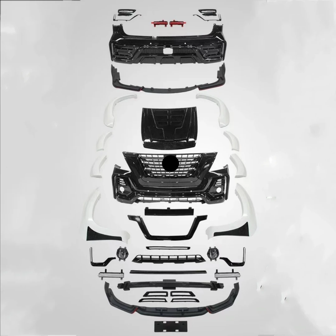 Body Kit For Nissan Patrol 2014-2019 Modified Front Rear Bumper Grill Mask Eyebrow Fender Engine Hood Fog Lamp Front Rear Lip