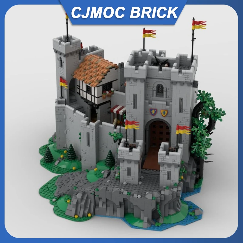 MOC-183513 European Medieval Lion Knight Castle Front Tower Model DIY Creative Children's Toy Birthday Gift Building Blocks