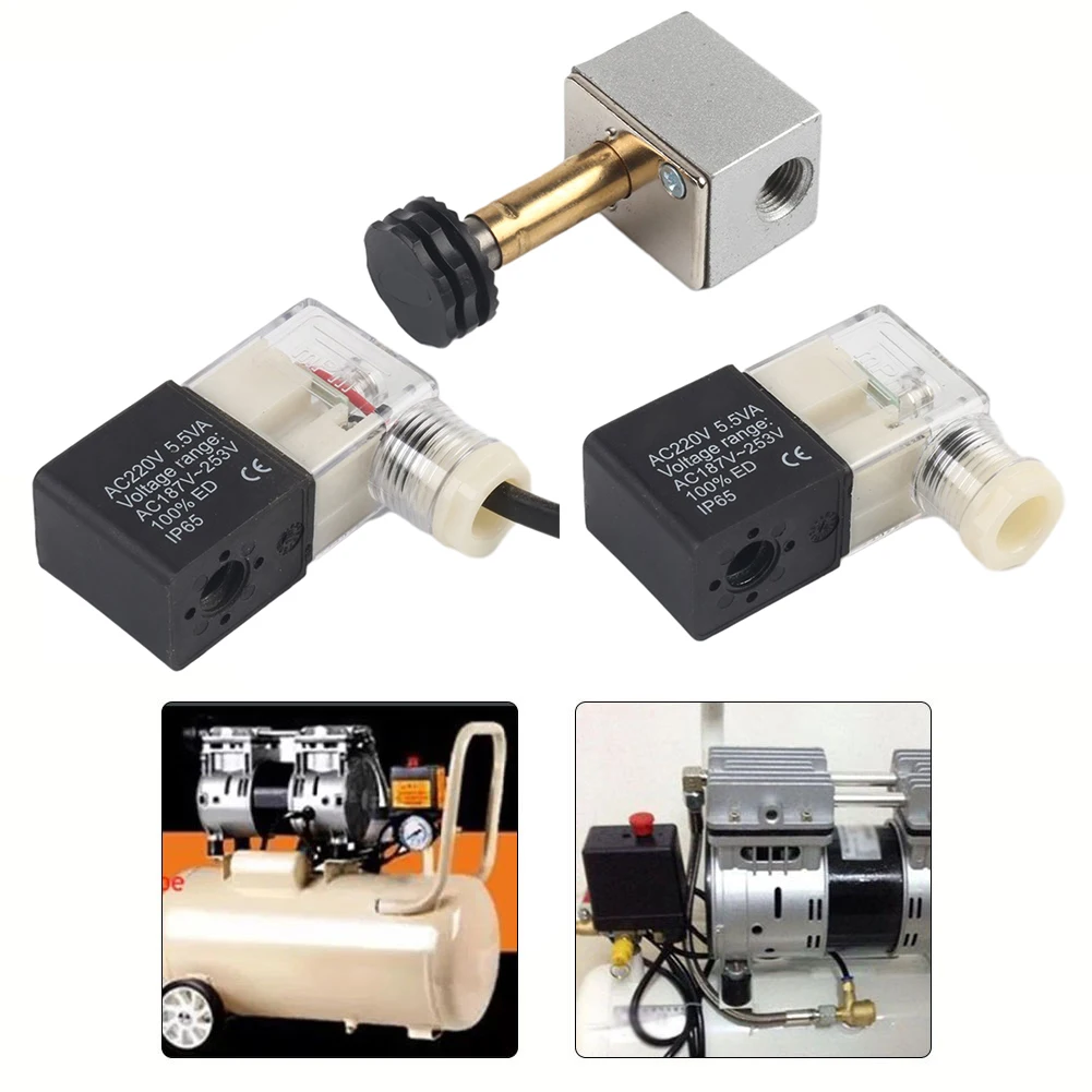 

1 шт., электромагнитные клапаны для компрессора воздушного насоса, вентиляционные отверстия, выпускные клапаны, бесшумный, безмасляный, мощный электромагнитный клапан, необходимые аксессуары