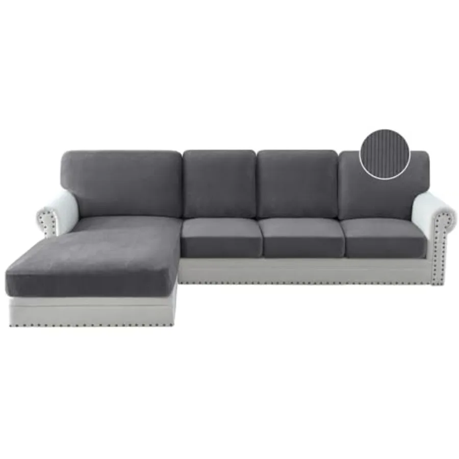 

Velvet Couch Covers for Sectional SofaStretch Soft Sofa Cushion Covers L Shape Sofa Slipcovers Anti Slip Furniture Refresh Prot