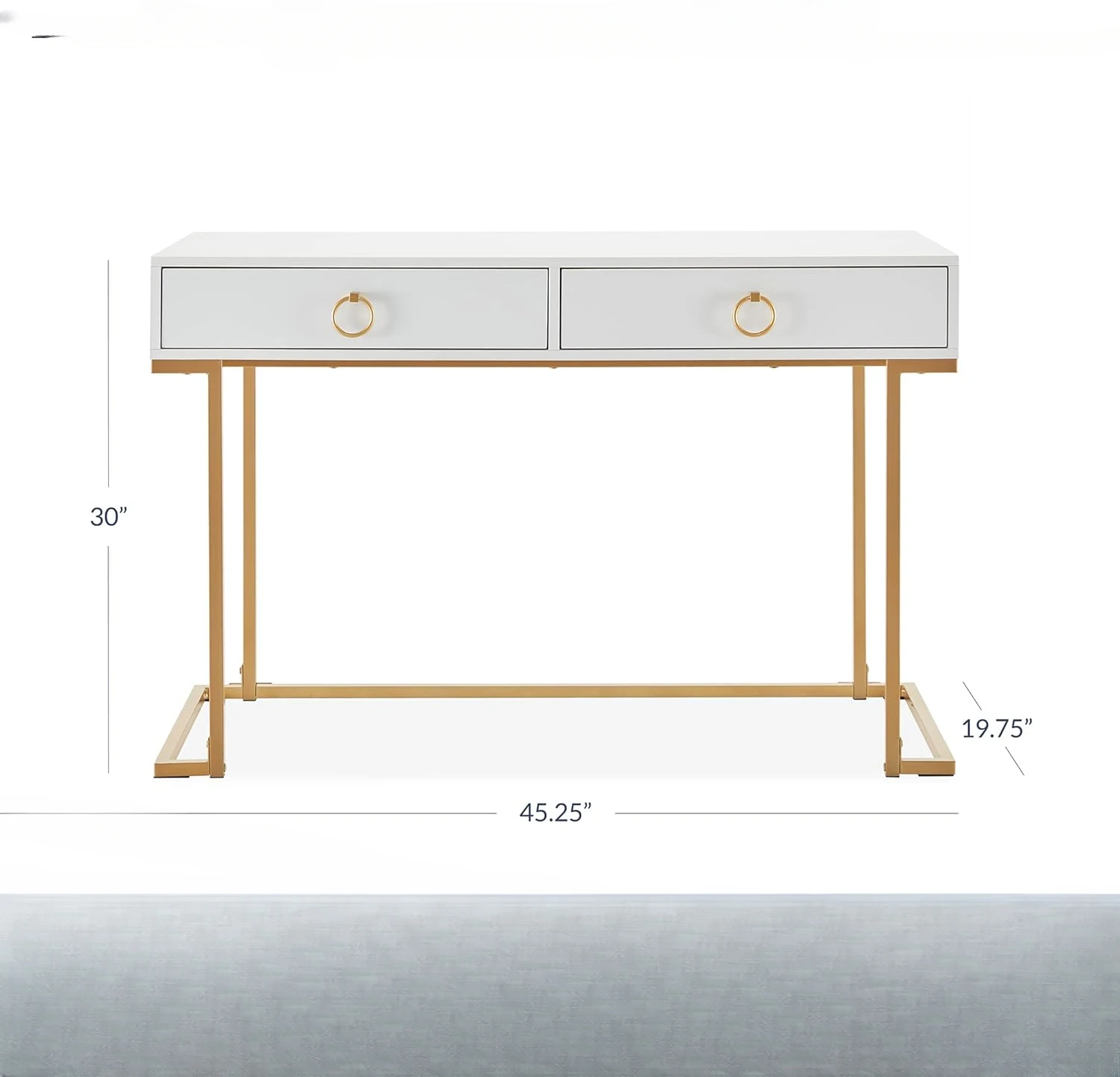 Vanity Desk with 2 Drawers, 45 Inch Computer Desk Mordern Vanity Makeup Dressing Table Home Office Desk  White