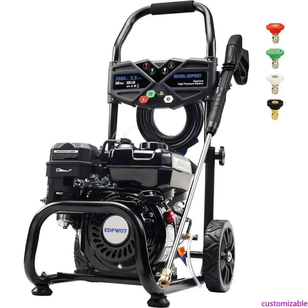 

Сверхмощная газовая мойка высокого давления 3500 фунтов на квадратный дюйм с расходом 2,3 галлона в минуту, двигателем 209CC, 7 л.с., шлангом 25 футов, осевым алюминиевым насосом и мылом нет