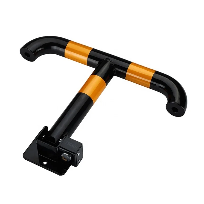 Top Standard Manual Car Parking Lock, T Shape Strip Parking Lock Bright Black with Yellow Warning Color Easy Mounting by The Key