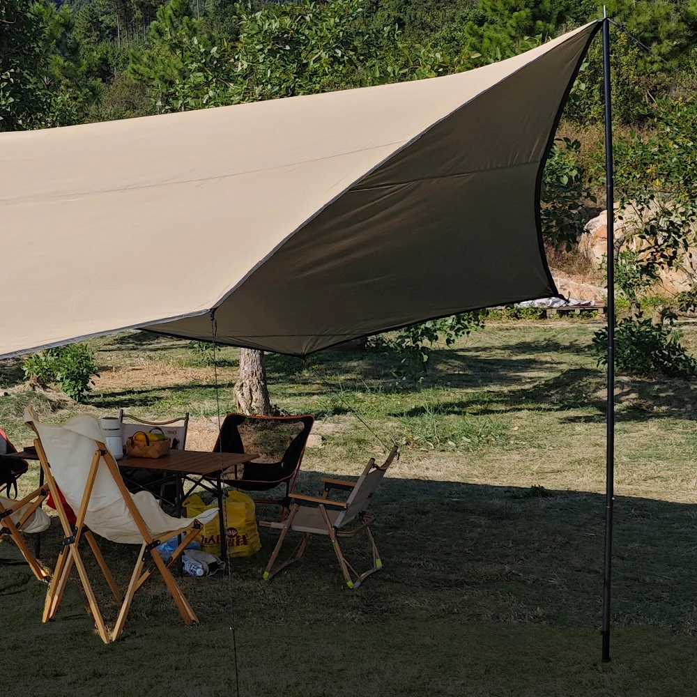 Große achteckige Campingplane 5,1x5,1m, silberbeschichtet, wasserdicht, Sonnenschutz (mit 2,8m Stangenset / 17x17ft Planenmaterial) – Detail 37