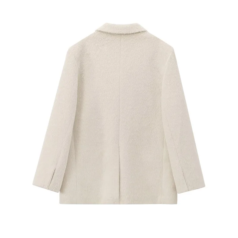 MUJER 2025 Faux FUR Blazers ผู้หญิงแฟชั่น Outerwears ตรงยาว Blazer ผู้หญิงแขนยาวเสื้อโค้ทและแจ็คเก็ตใหม่สําหรับผู้หญิง