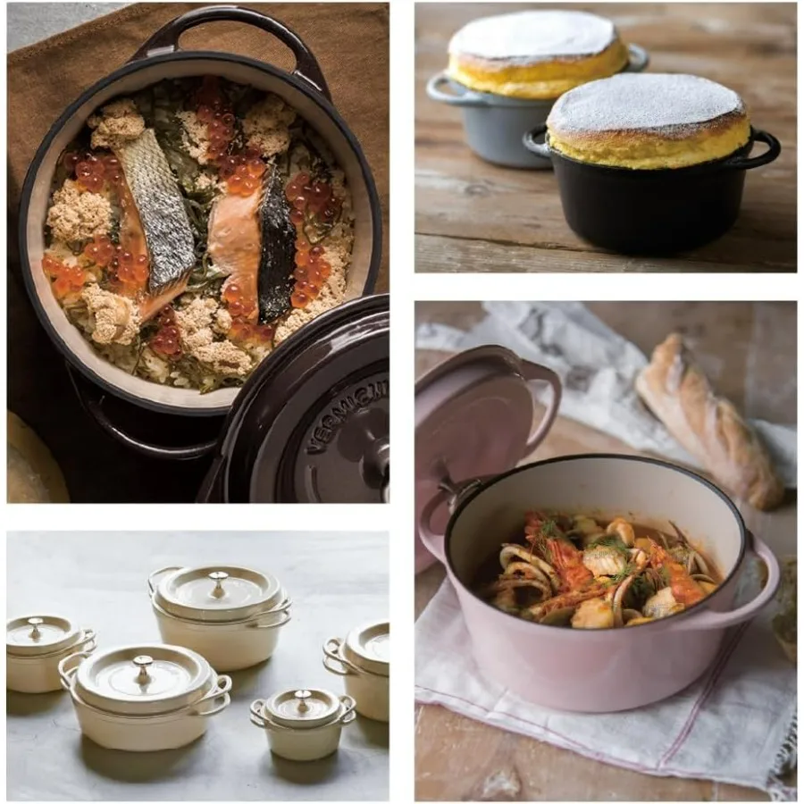 وعاء الفرن | وعاء من الحديد الزهر بالمينا غير السام | 26 سم ضحل (3.9 كيو تي) | آمنة للفرن | متوافق مع الحث | الفرن الهولندي | صنع في جا #6