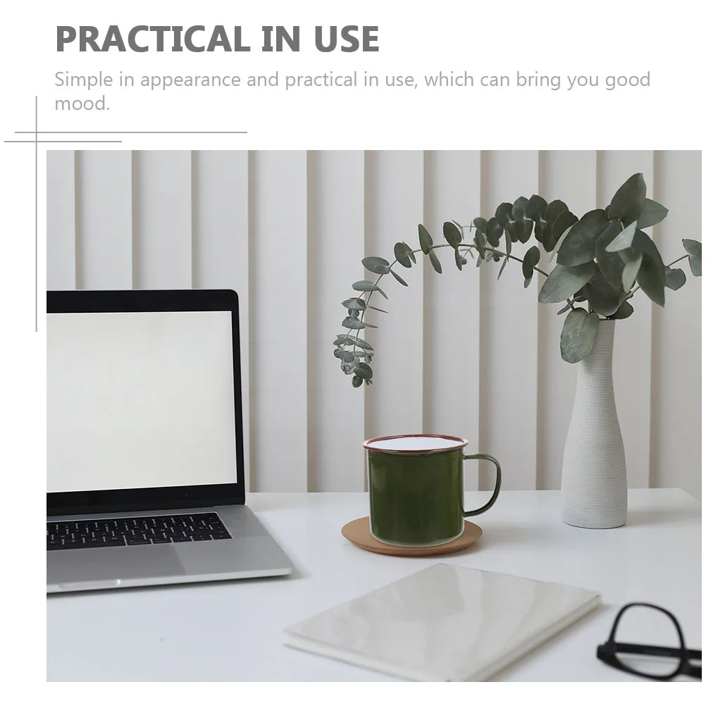 

2Pcs Military Green Enamel Drinking Cups Sturdy Heat Resistant Water Coffee Tea Mugs Large Capacity Comfortable Grip Home Office