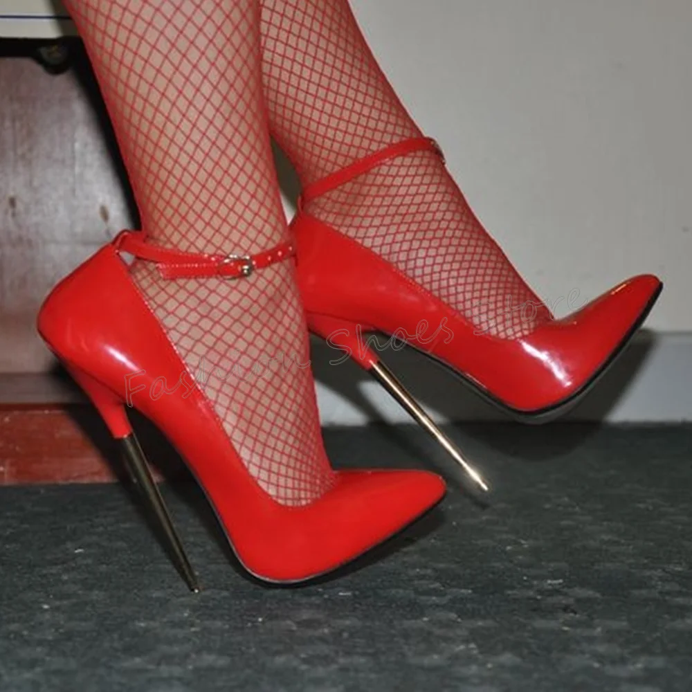 

Red Pointed Toe Ankle Buckle Pumps Stilettos High Heels High Heel Shoes for Women Fashion Heels 2025 New Zapatos Para Mujere