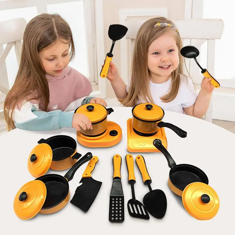 13 PCS Children Kitchen Cooking Utensils Accessories Play Toy Cook Cookware Kids Pretend Classic Toys