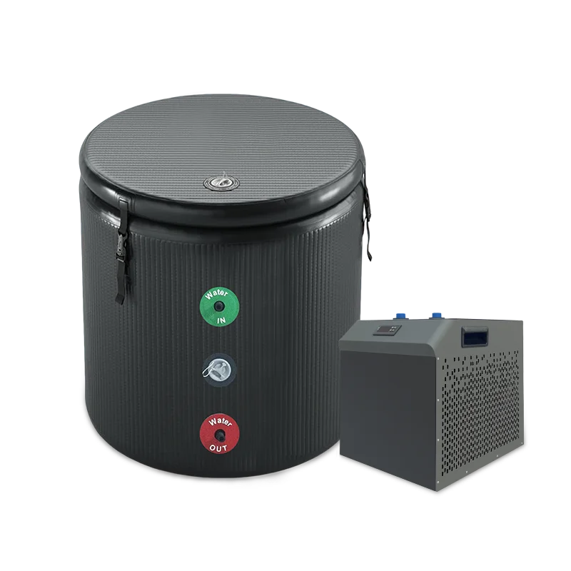 

Black Popular Small Budget Cold Plunge Inflatable Barrel Ice Bath All Weather Use Small Water Chiller With Filter