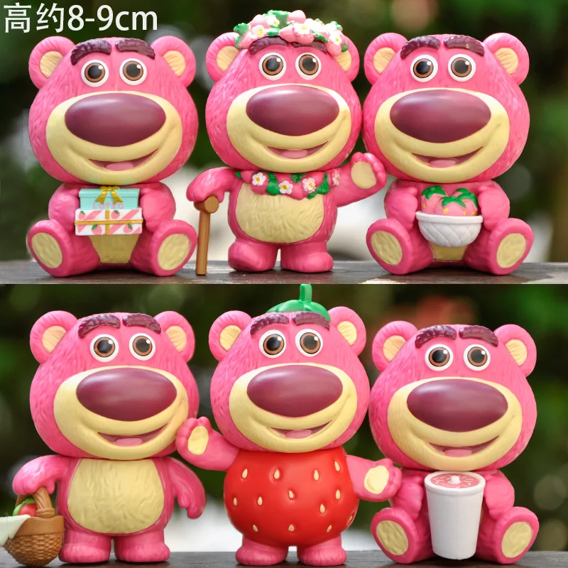 6Pcs/Set Disney Cartoon Toy Story Cute Lotso Anime Action Figure Kawaii Toy Party Ornaments Birthday Gift for Kids Friends