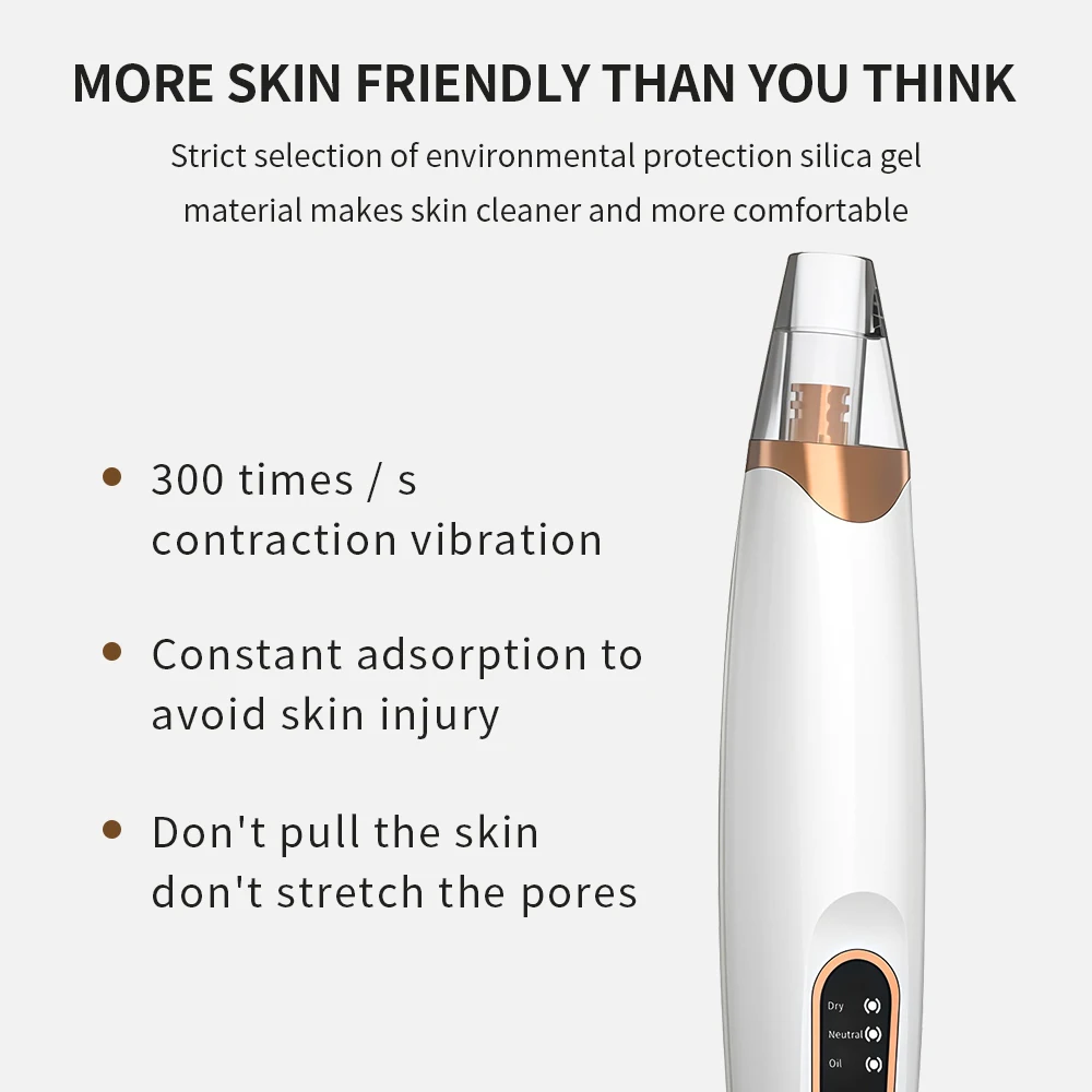 Electric Vacuum Suction Blackhead Remover Rechargeable 3 Gears Facial Pore Cleaner Comedone Spot Acne Pimple Blackhead Extractor