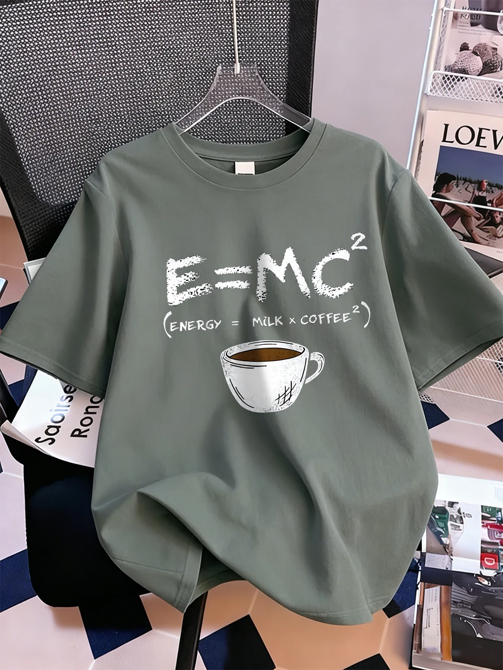 Kaffee ist erforderlich, wenn denken, Drucke, T-Shirts, Damen, Sommer, Baumwolle, kurzärmelig, O-Ausschnitt, weiches, lockeres T-Shirt, Basic-Kleidung
