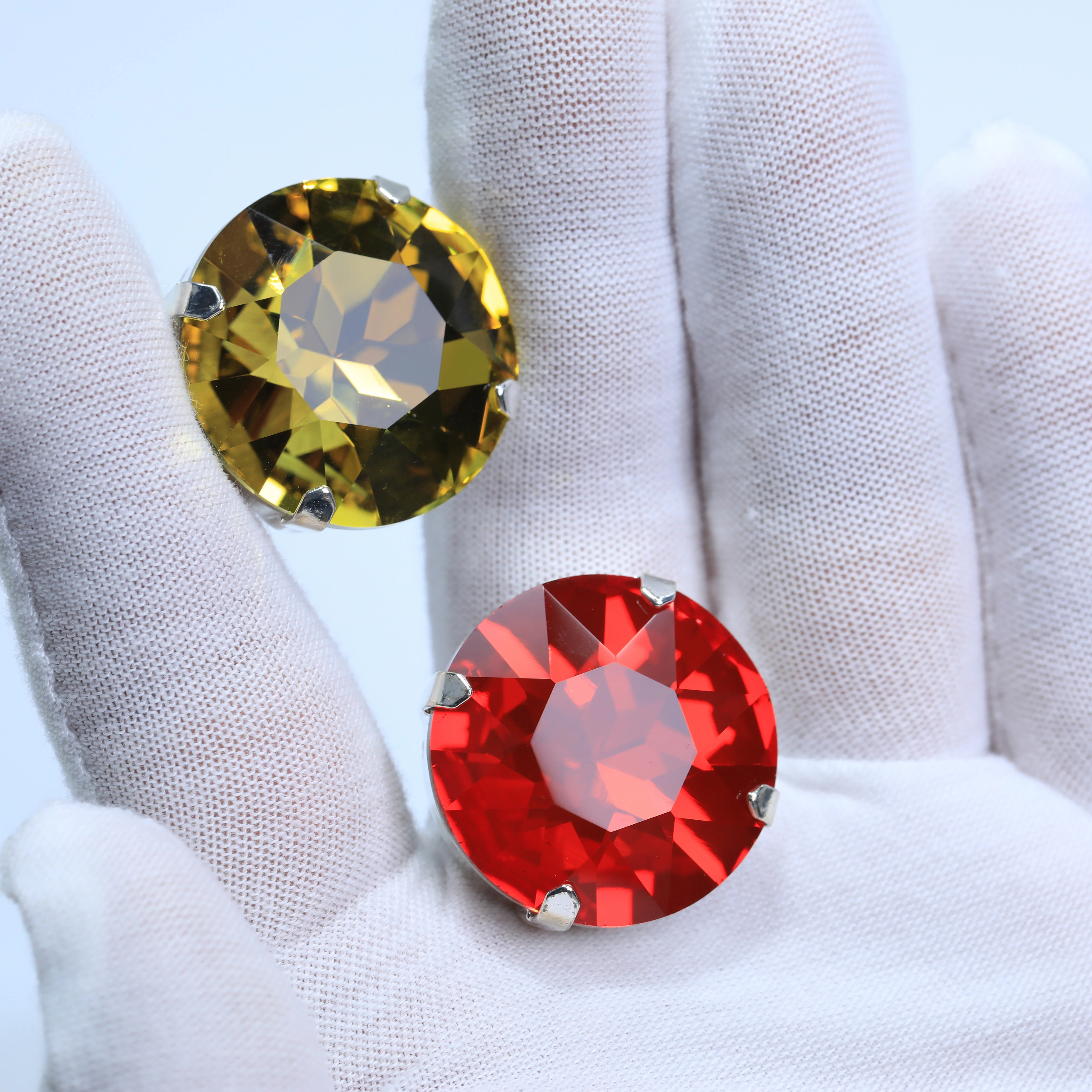27mm Große GemFlower Krallen-Strasssteine zum Aufnähen, Kristall-Strass mit Silber- oder Goldbasis für Brautkleider, Kostüme, Schuhe, Großhandel – Detail 5