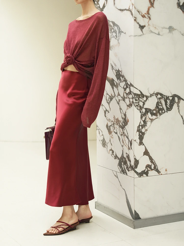 

Юбка LemonChen из двухслойного блестящего атласа, фасон А-силуэт, с дизайном «элегантный хвост», повседневная, средняя талия, смесь полиэстера и винила