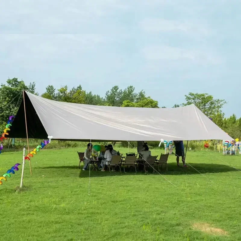 OYLP Without Poles 6*8m Large Canopy Waterproof Oxford Silver Coated Outdoor Camping Awning Sunshelter Tarp More Hanging Points