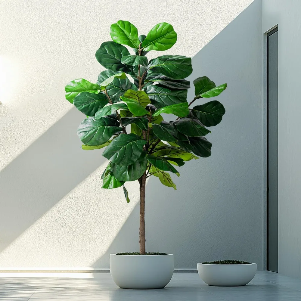 Folha de violino artificial alta de 6 pés Árvore Ficus Lyrata com pote para decoração de casa