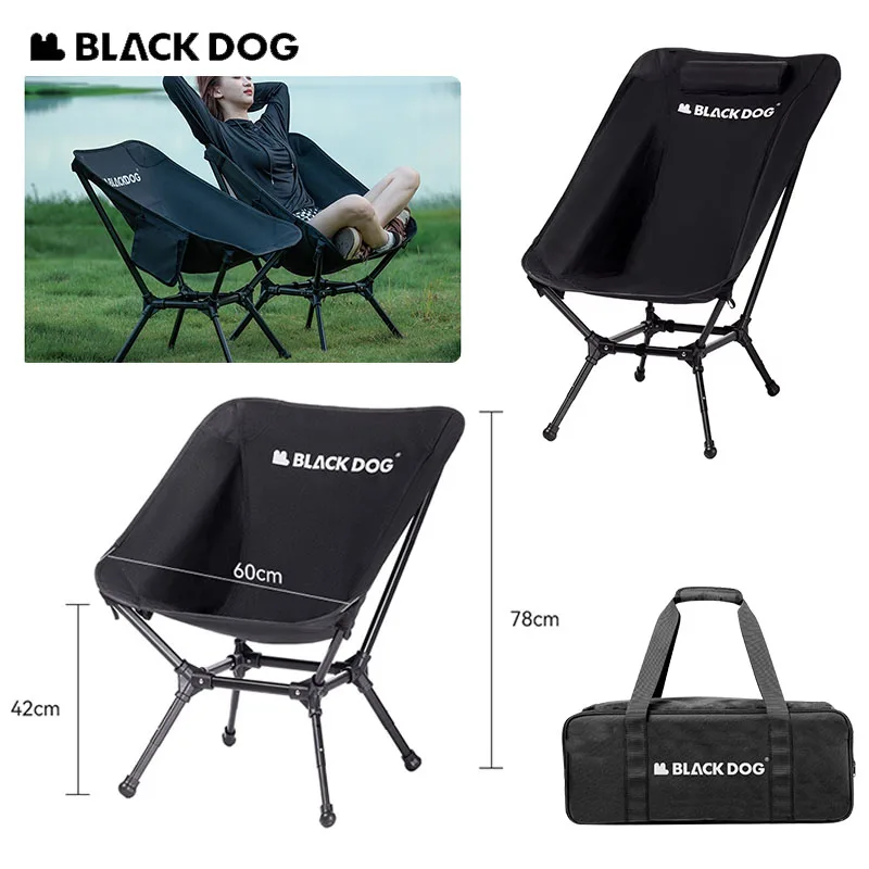 Naturehike BLACKDOG كرسي القمر في الهواء الطلق ارتفاع منخفض قابل للتعديل التخييم السفر نزهة كرسي الشاطئ ارتفاع مقعد واسع 900D أكسفورد القماش