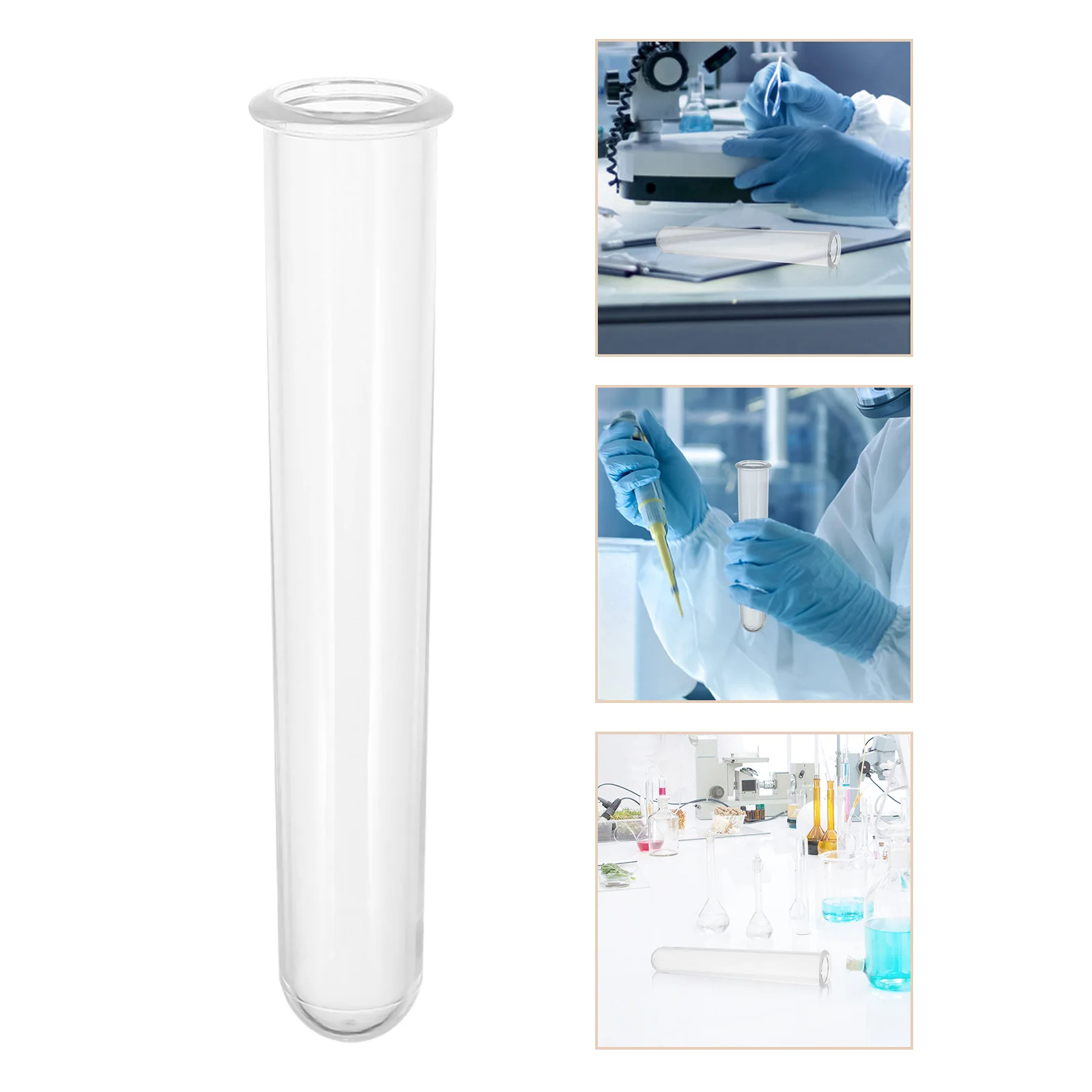 

10 pcs Acrylic Test Tubes Clear Reusable Specimen Containers For Liquid Sample Experiment Hydroponic Plant