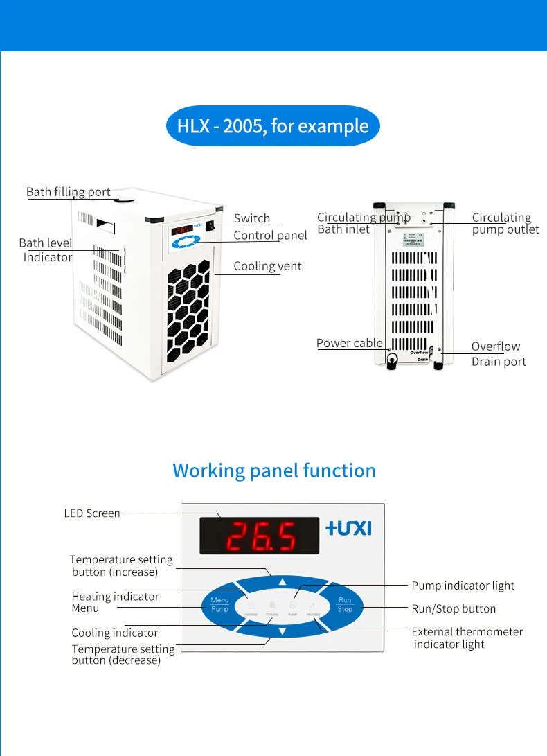 HUXI pompa dell'acqua di raffreddamento a bassa temperatura 17L -20 ~ RT refrigeratore d'acqua pompa refrigeratore d'acqua da laboratorio