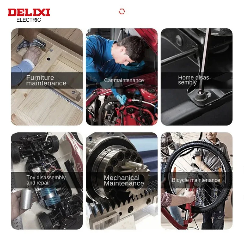 DELIXI ELECTRIC Allen Key Set，Allen Hex WrenchScrewdriverBox-packed Set，SleevUniversal Torque Long Metric,for VehicleMaintenance