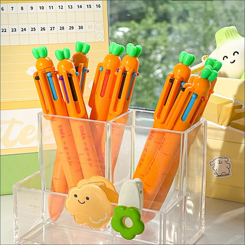 wholesale Carrot Press Multi Color Ballpoint Pens for Students To Take Notes Special Multi Color All-in-one Colored