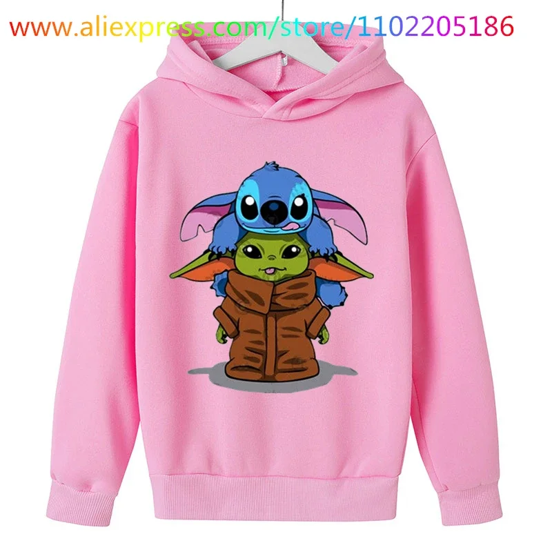 New Disney Baby Girls Boy Cartoon Yoda Hoodies Sweatshirt Clothes Kids Spring Hoodies  Coat Child Tops Clothing 3-14year