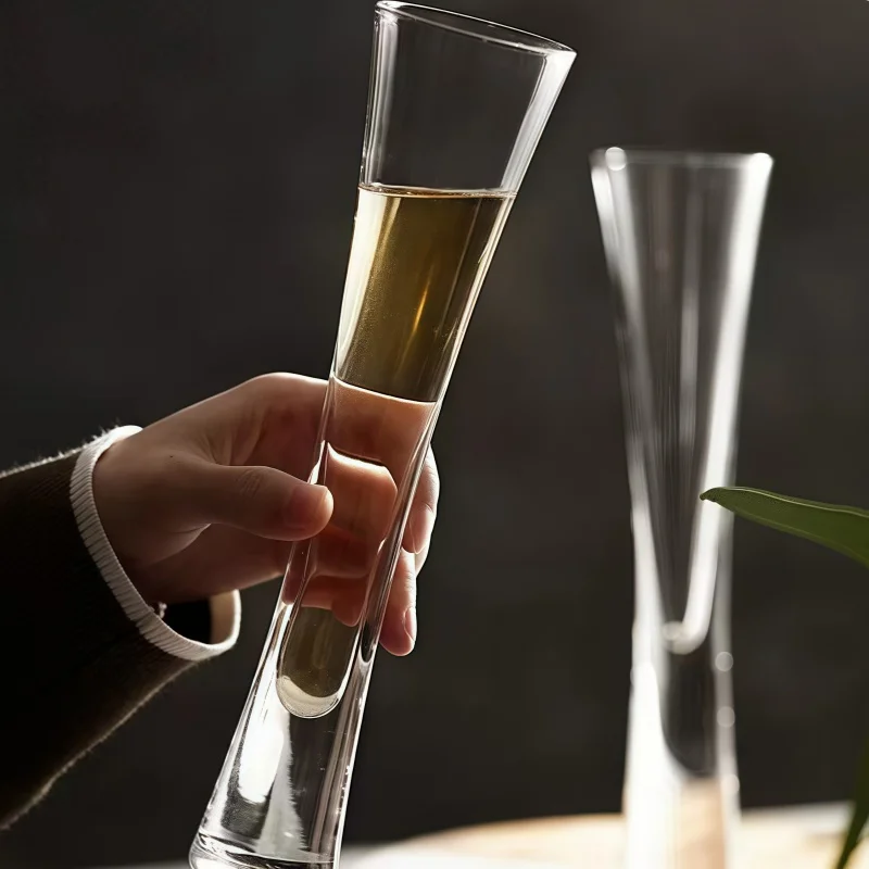 Handleless Champagne Glasses Glitter Flutes Clear Cups Bubble Wine Tulip Cocktail For Bar Party Gift Wedding Bubbly Wine Glasses