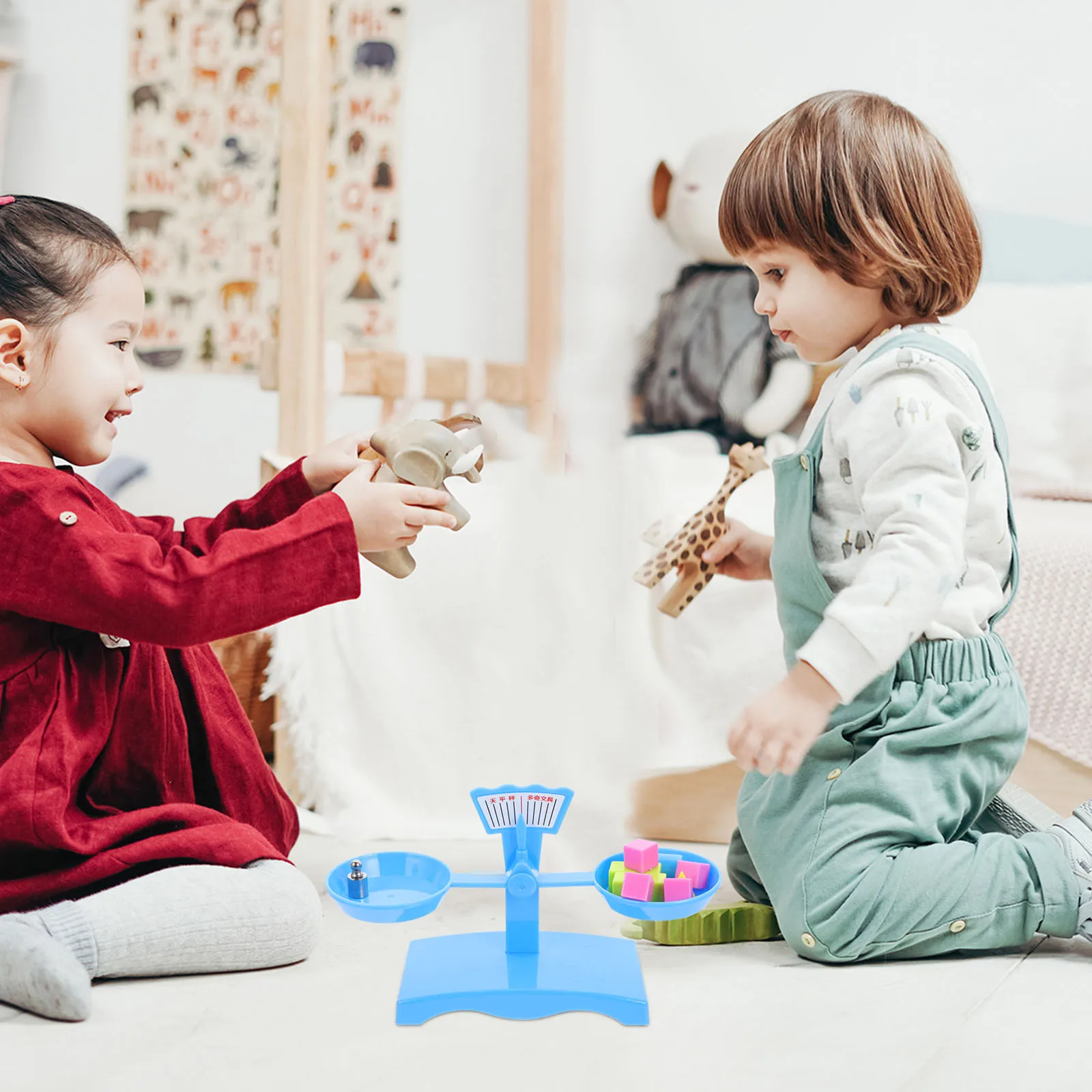 

1 set STEM Balance Scale Toy for Kids Pallet Measuring Educational Math Teaching Tool Montessori Learning Game 5+ Years