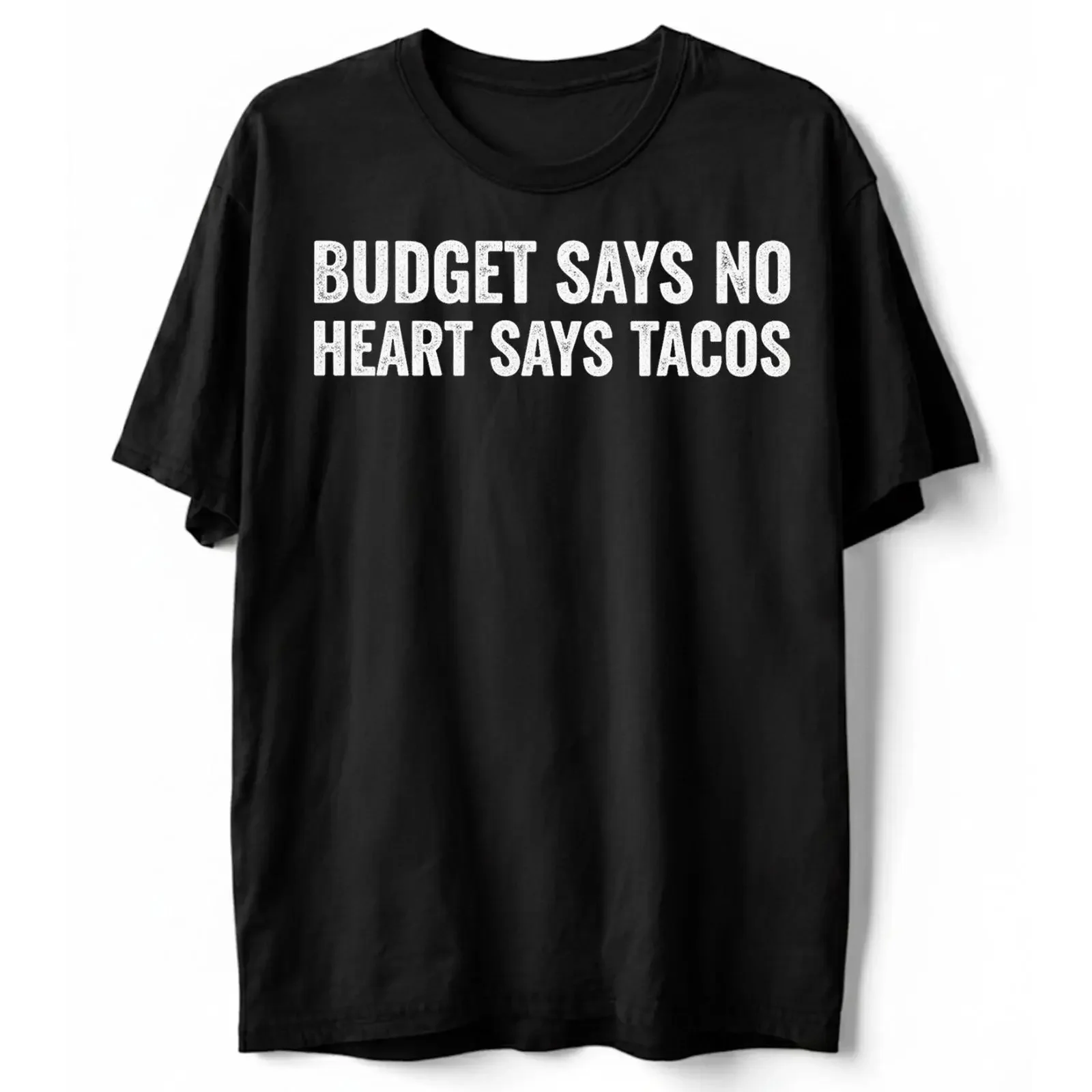 Funny Sarcastic Food T Shirt Budget Heart Says Tacos Humor S 5XL vintage Washed Top For Everyday Wear Slightly Breathable