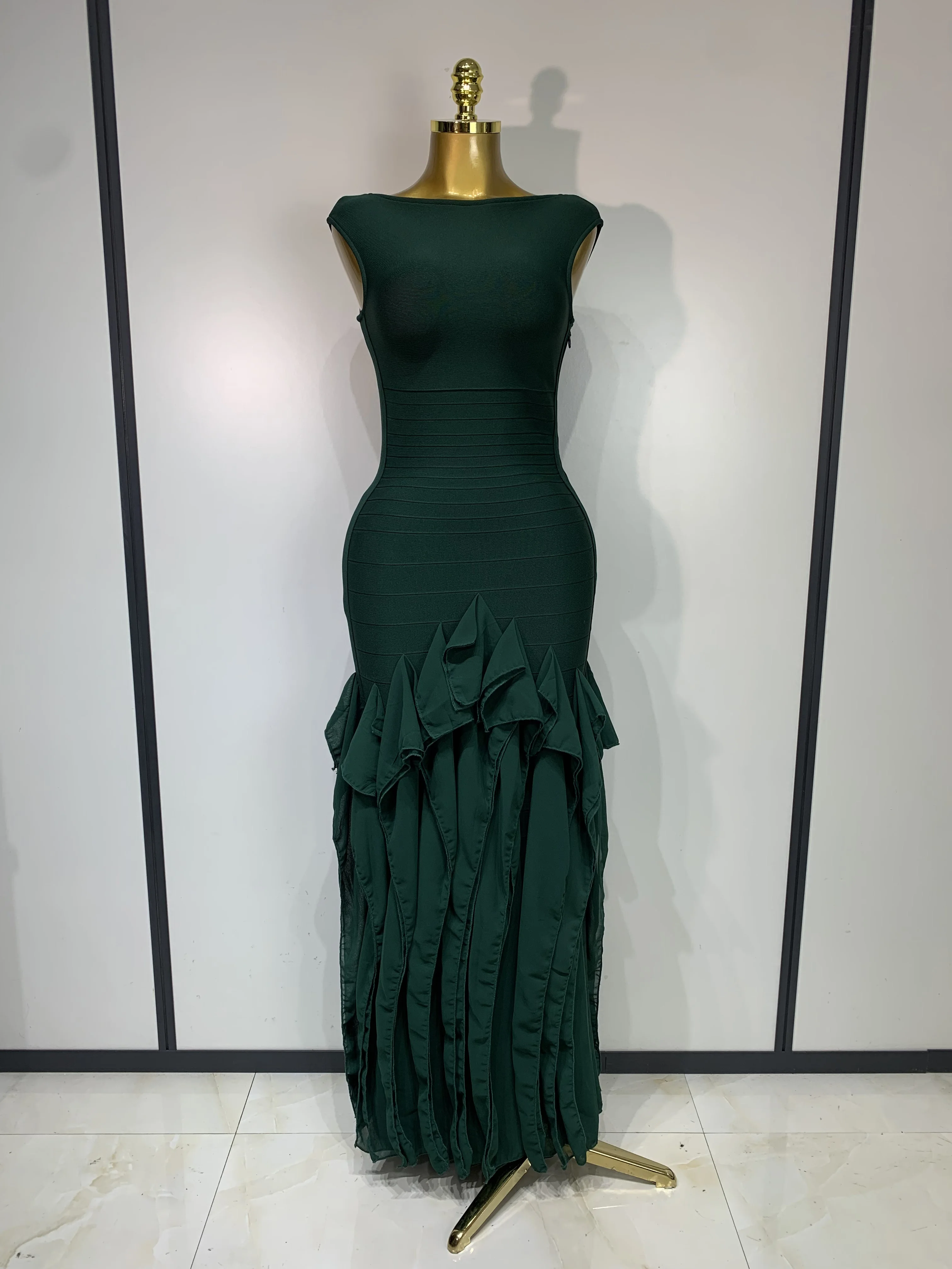 dark green bandage dress Women Elegant Sleeveless Bodycon Celebrity Sexy Knitted Evening Party Prom Gown Cocktail Dress this bandage dress Say HELLO to your Mini dress Size:UK 12 / US 13 / EUR 46 sometag
