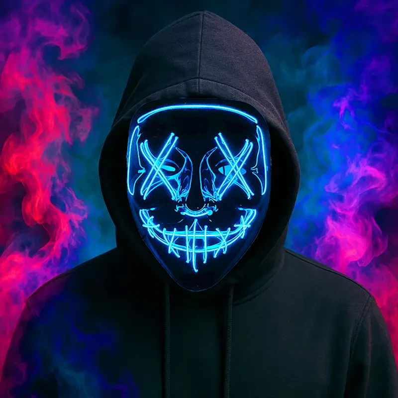 Wireless LED Purge Election Year Mask Halloween Easter Scary Cool Mask Decoration Halloween Purge Mascara Red Purge Led Mask