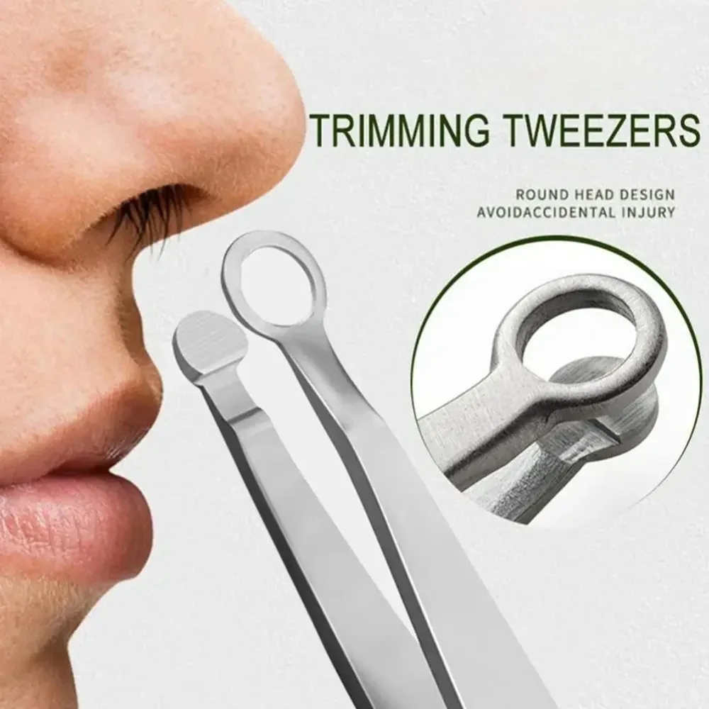 Nose Hair Trimming Tweezers Nose Trimmer Tweezer Round Tip Perfect Steel Nose Hair Removal Trimming Nose Hair Removal Tweezers image 2