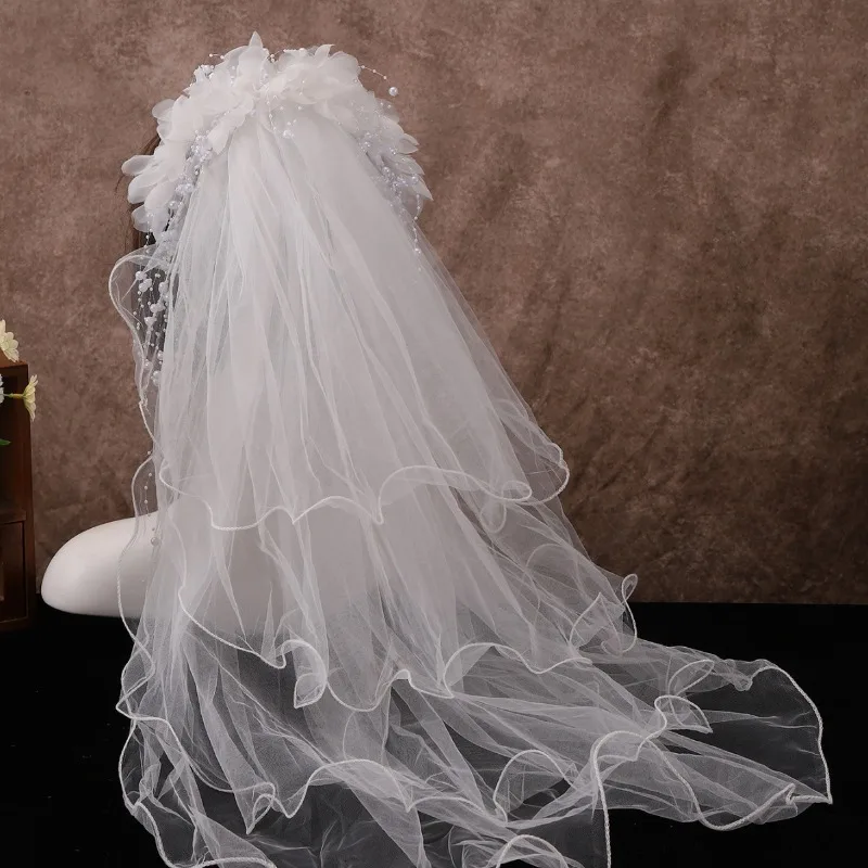 

Невеста в стиле ретро, трехмерная цветочная французская жемчужная кисточка, трехслойная