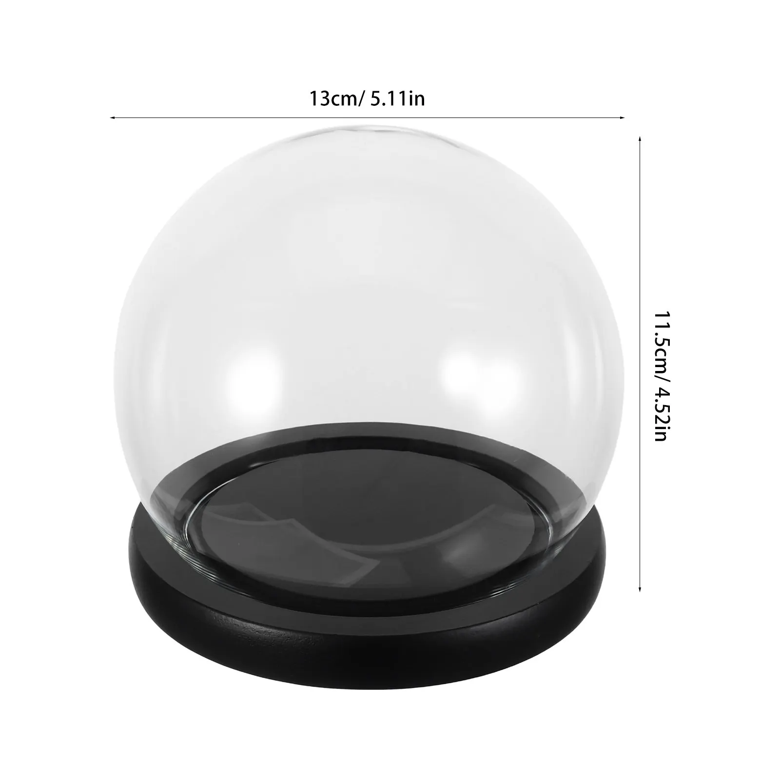 Glass Cloche Dome with Solid Wood Base Eternal Flower Display Jar Round Clear Glass Globe for DIY Home Office Living Room