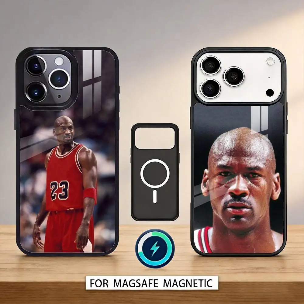 

Basketball M-Michael J-Jordan Phone Case Magnetic For iPhone17 16 15 14 13 12 Pro Max For Magsafe Wireless Charging Cover