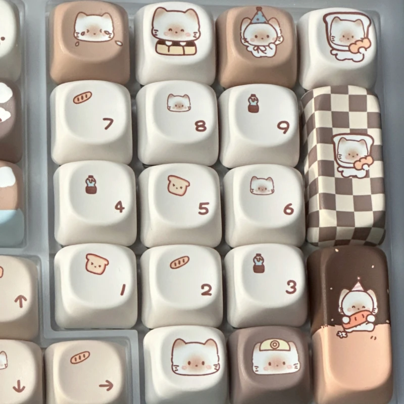 Imagem -04 - Siamese Cat Bakery Tema Keycaps Grupo Bonito Keycaps Sublimação Pbt Perfil Moa Acessórios Teclado Mecânico