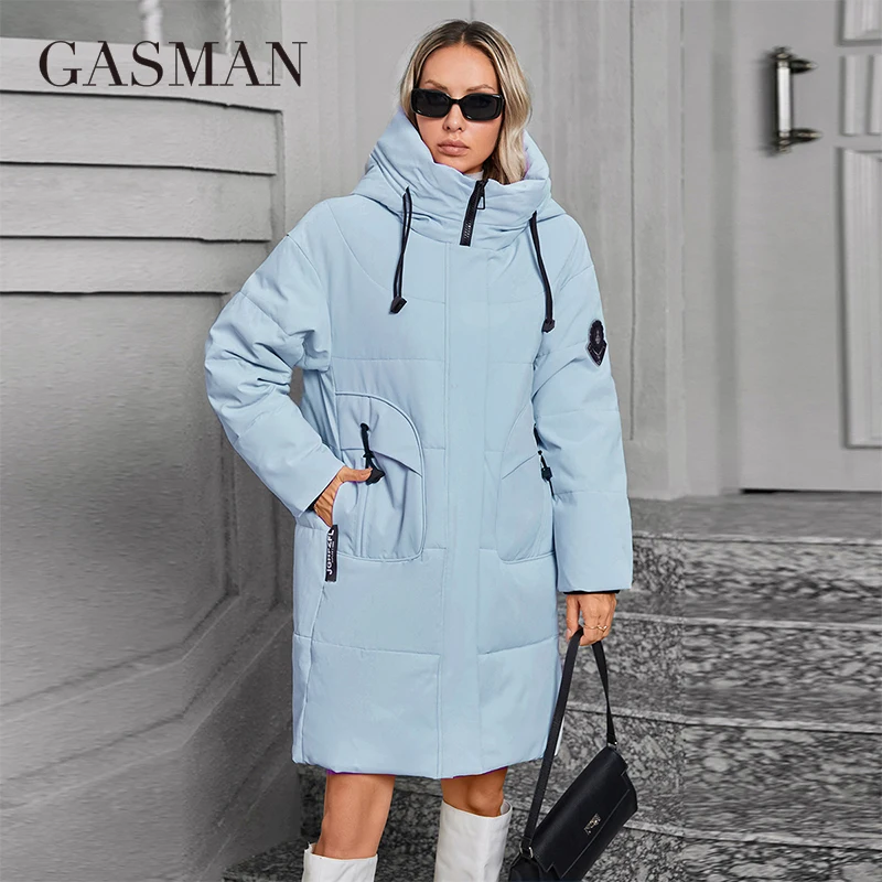 GASMAN 2024 Long Puffer Winter Down Jacket Women Thick Coat Women Hooded Parka Warm Female Brand Cotton Clothes Winter GM-83613